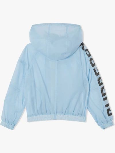 Shop Burberry Logo Print Lightweight Jacket In Blue