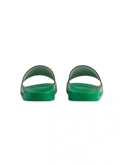 Shop Gucci Ball Print Monogram Pattern Slides In Green