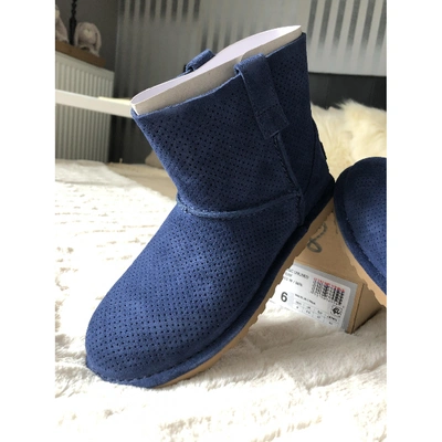 Pre-owned Ugg Blue Suede Ankle Boots