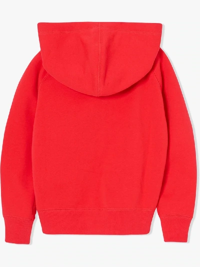 Shop Burberry Contrast Logo Graphic Hoodie In Red