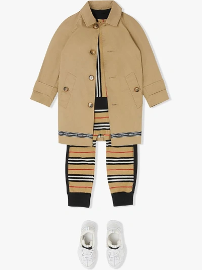 Shop Burberry Logo Tape Car Coat In Neutrals