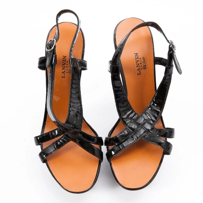 Pre-owned Lanvin Patent Leather Sandals In Black