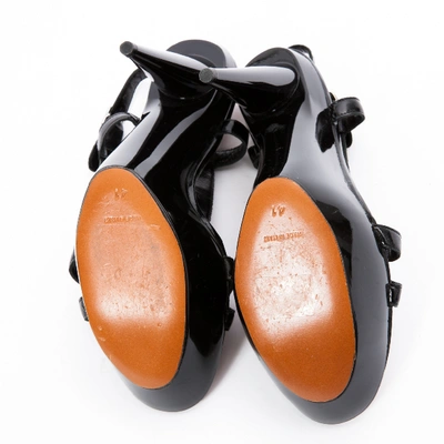 Pre-owned Lanvin Patent Leather Sandals In Black