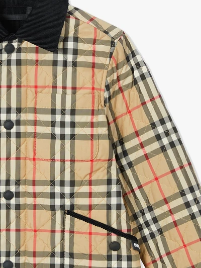 Shop Burberry Vintage Check Corduroy-trimmed Jacket In Neutrals