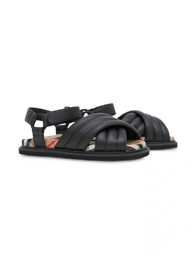 Shop Burberry Vintage Check-lined Quilted Sandals In Black