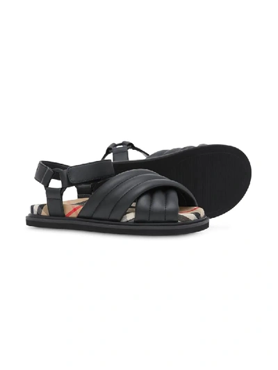 Shop Burberry Vintage Check-lined Quilted Sandals In Black