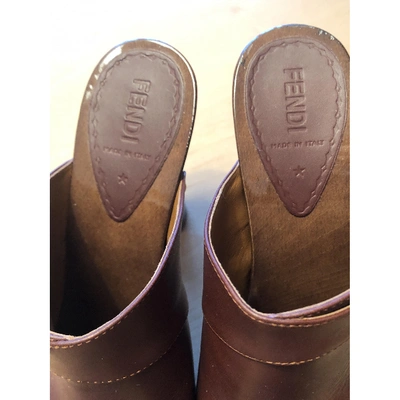 Pre-owned Fendi Leather Mules & Clogs In Brown