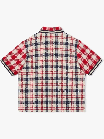 Shop Gucci Tweed Checkered Overshirt In Red