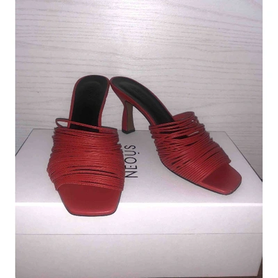 Pre-owned Neous Leather Mules In Red