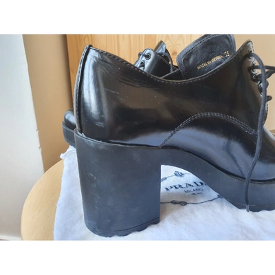 Pre-owned Prada Monolith  Black Leather Lace Ups