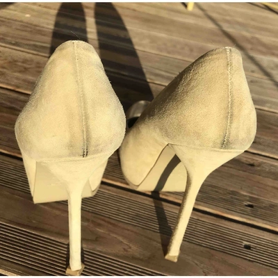 Pre-owned Saint Laurent Trib Too Heels In Beige