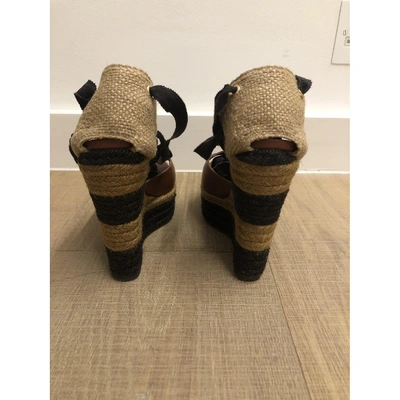 Pre-owned Fendi Leather Espadrilles In Brown