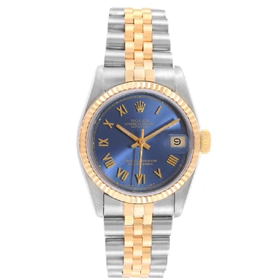 Shop Rolex Datejust Midsize Steel Yellow Gold Blue Dial Ladies Watch 68273 In Not Applicable