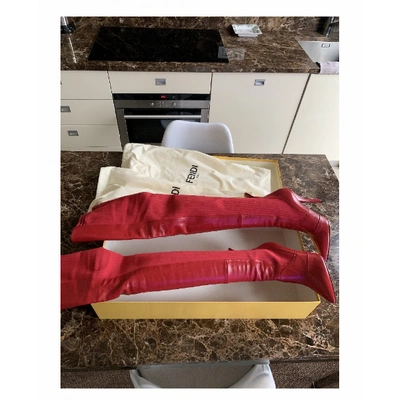 Pre-owned Fendi Leather Boots In Red