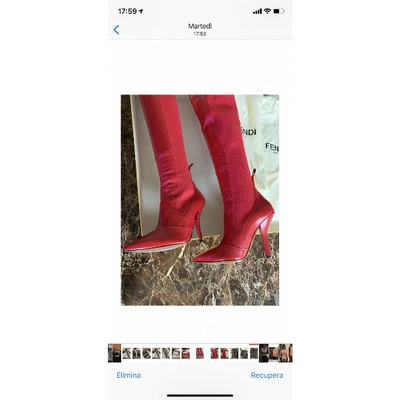 Pre-owned Fendi Leather Boots In Red