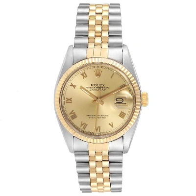 Shop Rolex Datejust 36 Steel Yellow Gold Vintage Mens Watch 16013 Box Papers In Not Applicable
