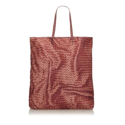 Pre-owned Bottega Veneta Intrecciato Nylon Tote Bag In Pink