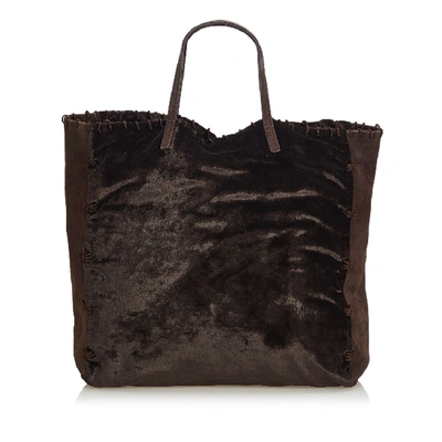 Pre-owned Prada Velour Tote Bag In Black