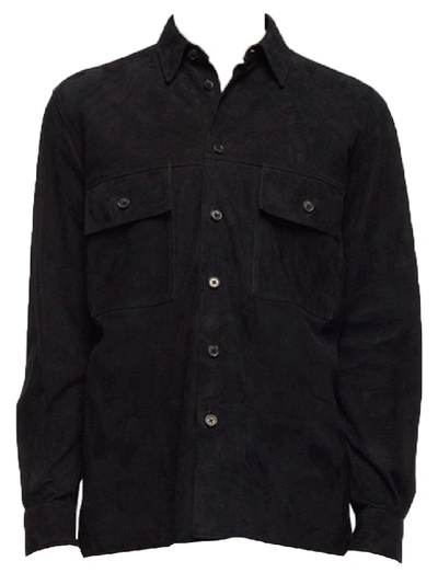 Shop The Row Johnny Suede Over Shirt In Black