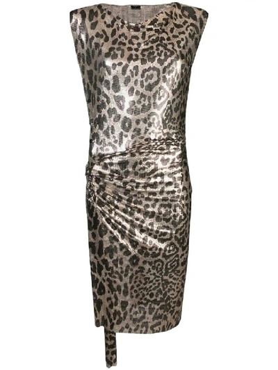 Shop Paco Rabanne Metallic Leopard Pattern Dress In Grey