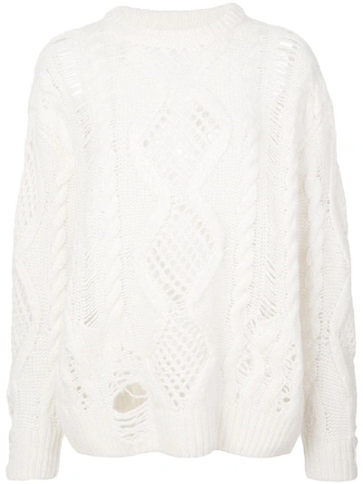 Shop Amiri Boyfriend Multipoint Crewneck Sweater In White