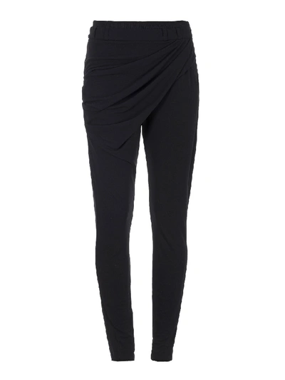 Shop Balmain Draped Jersey Trousers In Black