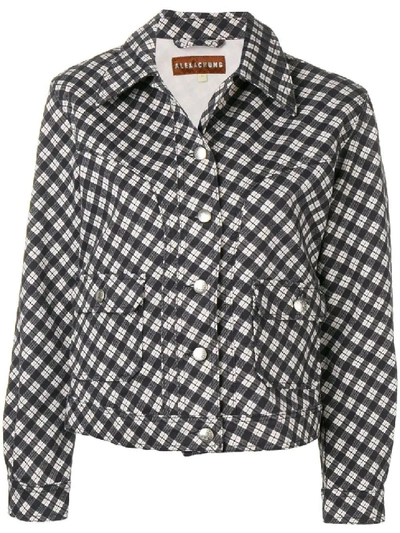 Shop Alexa Chung Checked Fitted Jacket In Grey