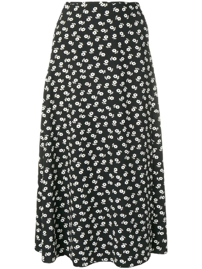 Shop Alexa Chung Floral Midi Skirt In Black