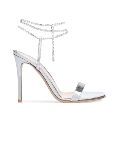 Shop Gianvito Rossi Serena Crystal Ankle Sandal In White