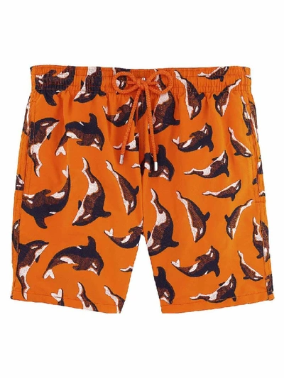 Shop Vilebrequin Mistral Dolphin Print Swim Shorts In Orange