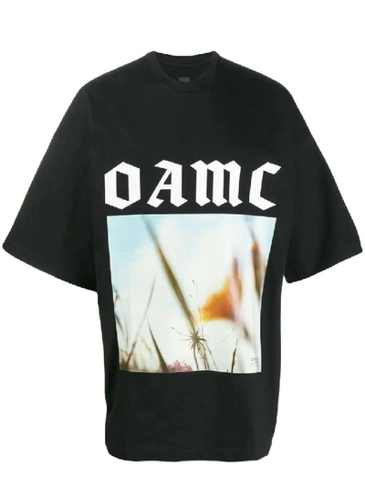 Shop Oamc Over-sized Logo Graphic Print T-shirt In Black