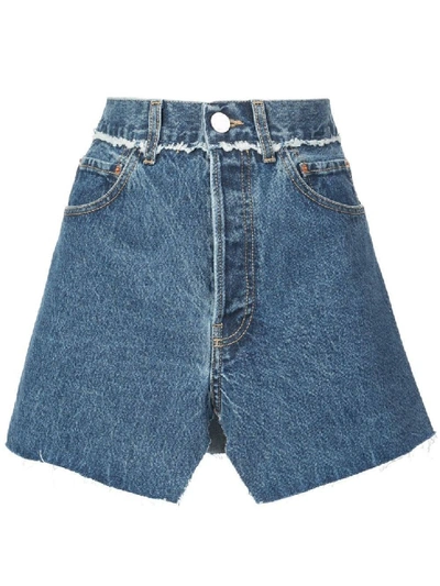 Shop Vetements Front Slit Denim Mini Skirt In Blue