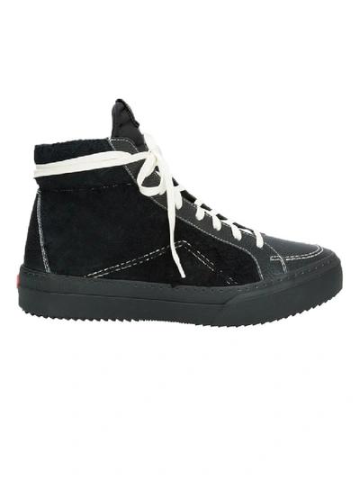 Shop Rhude V1 Black Leather And Suede High Top Sneakers
