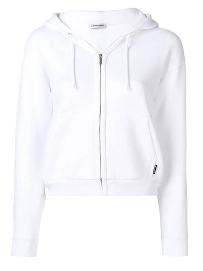 Shop Balenciaga I Love Techno Zipper Hoodie In White