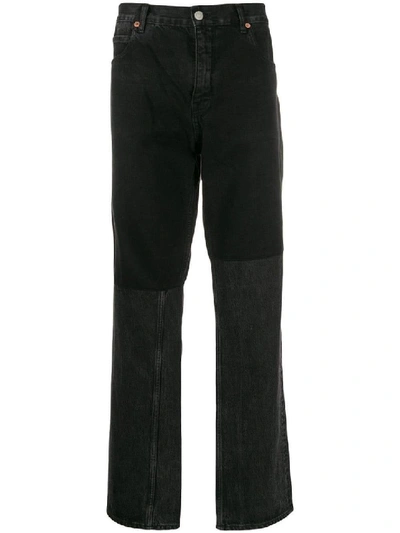 Shop Martine Rose Two-tone Straight Leg Jeans In Black