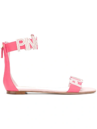 Shop Valentino Pink Punk Sandals In Burgundy