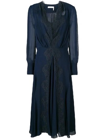 Shop Chloé Lace-trimmed Dress In Black