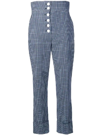 Shop Sara Battaglia High-waisted Checked Trousers In Grey