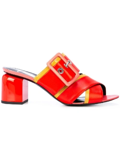 Shop Pierre Hardy Lhd X  Buckled Mules In Red