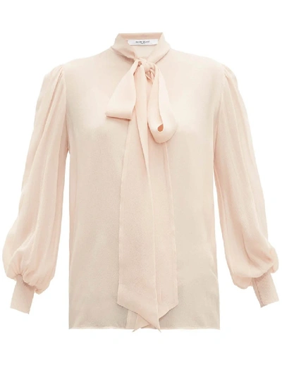 Shop Givenchy Long Sleeve Silk Blouse In Neutrals