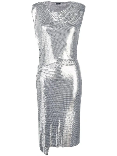 Shop Rabanne Metallic Draped Midi Dress In Grey