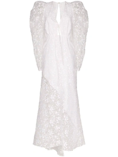 Shop Rosie Assoulin Victorian Embroidered Dress In White