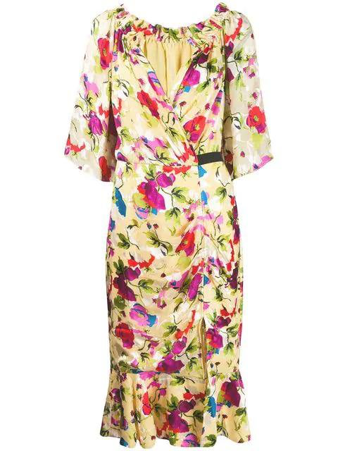 saloni olivia floral midi dress