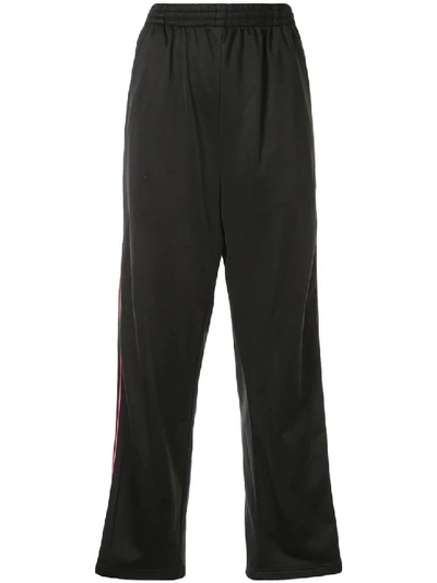 Shop Balenciaga Stripe Tracksuit Logo Pants In Black