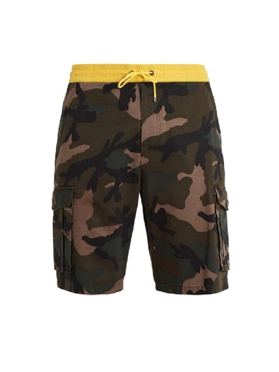 Shop Valentino Camouflage Shorts In Black