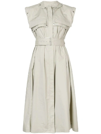 Shop Proenza Schouler Belted Trench Dress In Grey