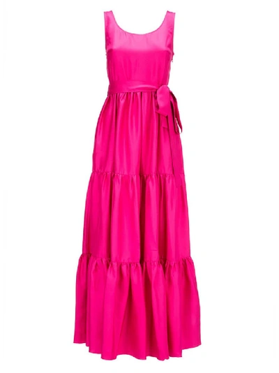 Shop La Doublej Dinner At The Pelicano Silk Maxi Dress In Pink