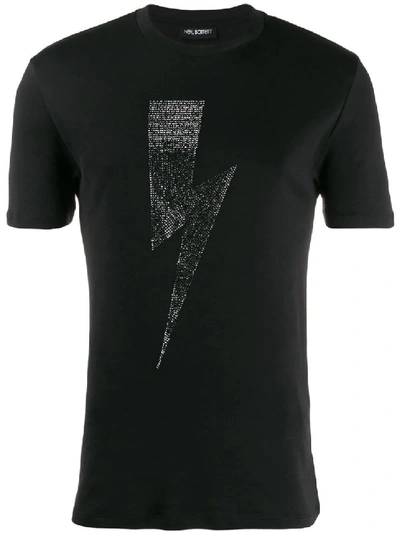 Shop Neil Barrett Rhinestone Thunderbolt T-shirt In Black