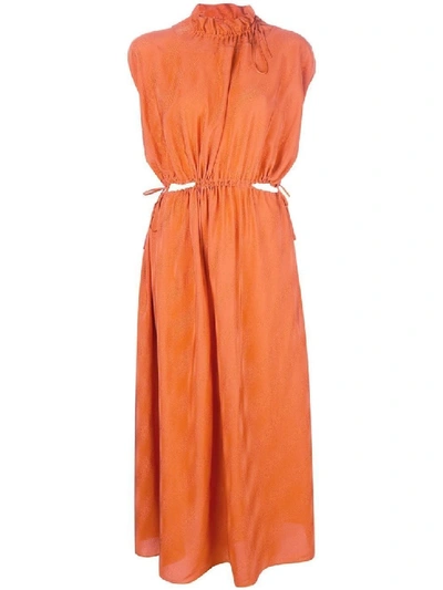 Shop Fendi Cut-out Detail Dress In Orange