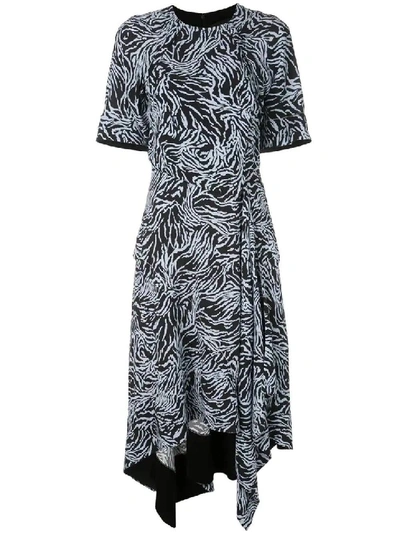 Shop Proenza Schouler Black And Blue Zebra Print Dress